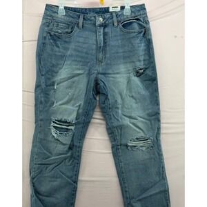 Time‎ and Tru Womens Jeans Size 14 High Rise Distressed Ripped Medium Wash Denim